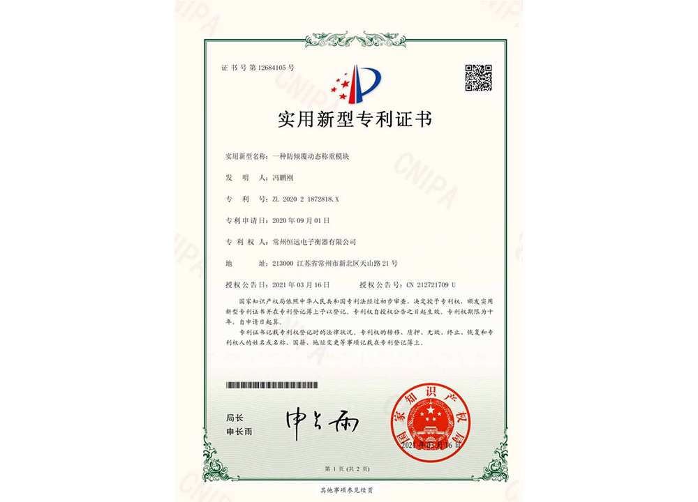 一種防傾覆動態(tai)稱重糢(mo)塊(kuai)
